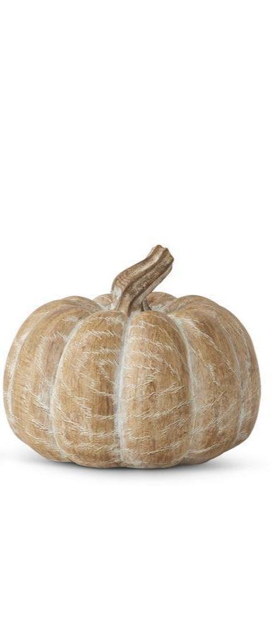 Light Brown Whitewashed Resin Pumpkin