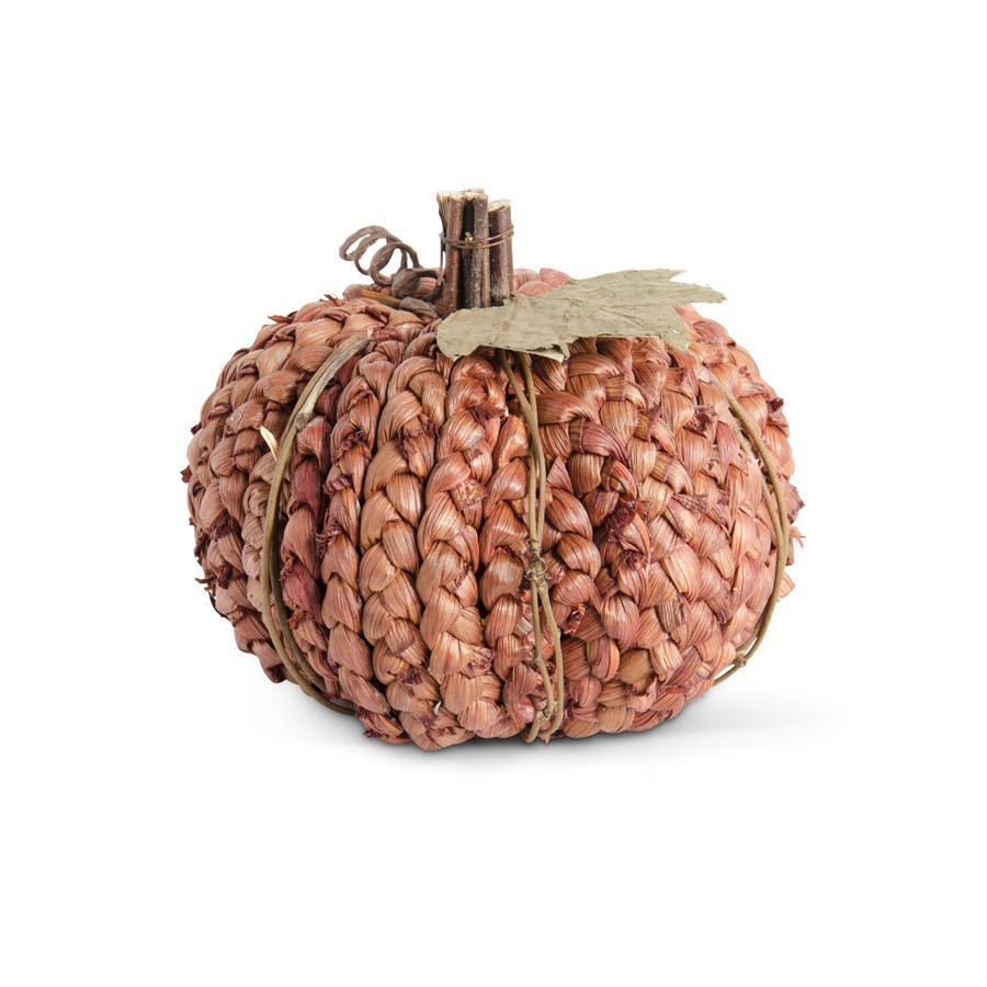 5.25 Inch Burnt Orange Braided Cornhusk Pumpkin