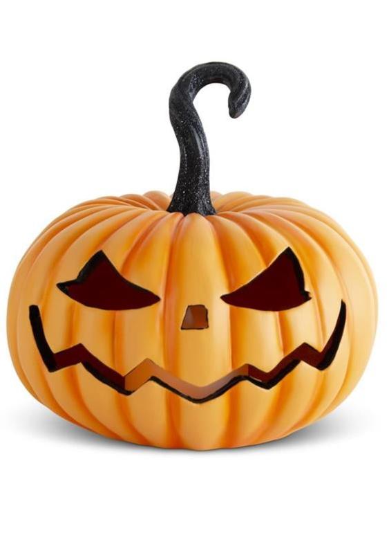 Orange Resin LED Flicker Flame Jack O Lantern