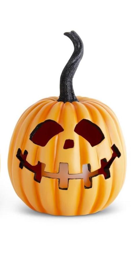 Orange Resin LED Flicker Flame Jack O Lantern
