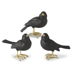 3.25in Glittered Black Resin Bird