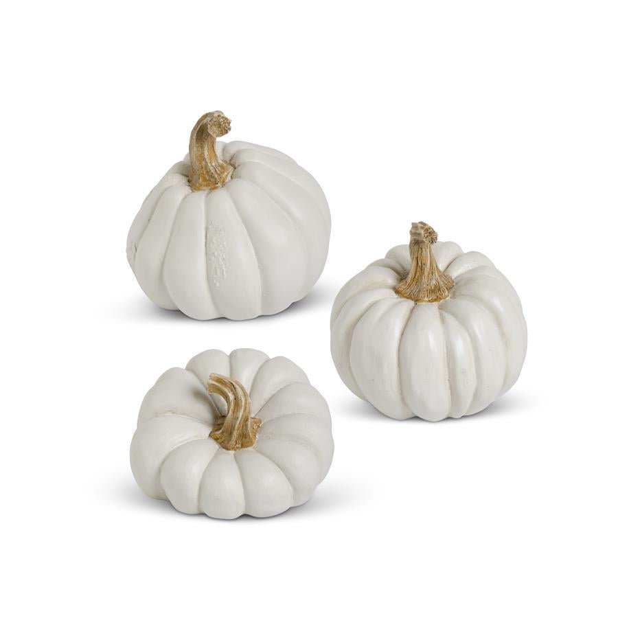 Assorted White Resin Pumpkins