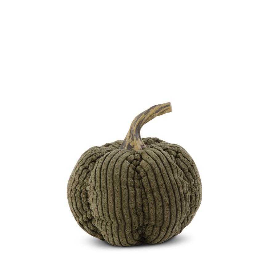 4.5 Inch Khaki Green Corduroy Pumpkin