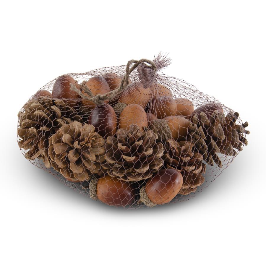 6in Bag of 30 Assorted Light Brown Acorn
