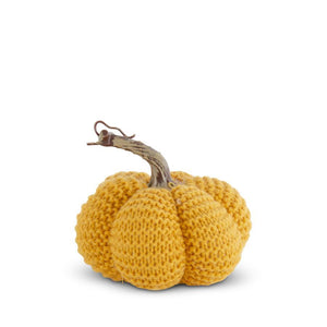 5.75in. Golden Yellow Knit Pumpkin