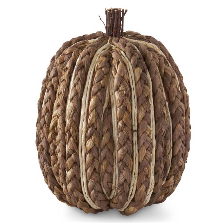 9.75in Brown Braided Cornhusk Pumpkin