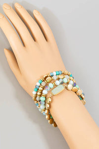 Stone Charm Assorted Beaded Bracelet Set