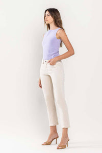 VERVET CREAM MID RISE CROP STRAIGHT JEANS