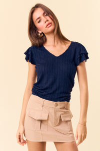 Navy Cap Sleeve Top