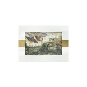 4X6 Kesia Ribbed Resin Photo Frame White With Brass Inlay