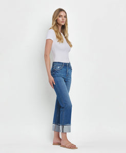 DAPHNE HIGH RISE CUFFED STRAIGHT JEANS