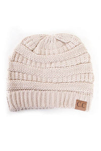 Beige C.C Cable Knit Classic Beanie