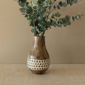 Gigi Whitewashed Wood Bead Dried Florals Vase