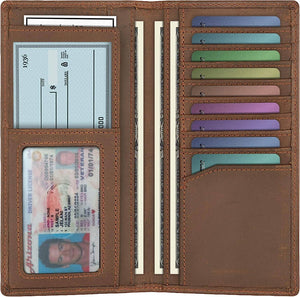 Brown Leather Bifold Wallet Long Wallet