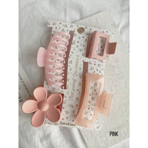 SOLVI Assorted 4-Clip Set: PINK