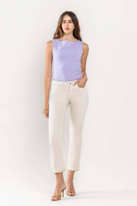 VERVET CREAM MID RISE CROP STRAIGHT JEANS