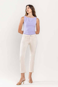 VERVET CREAM MID RISE CROP STRAIGHT JEANS