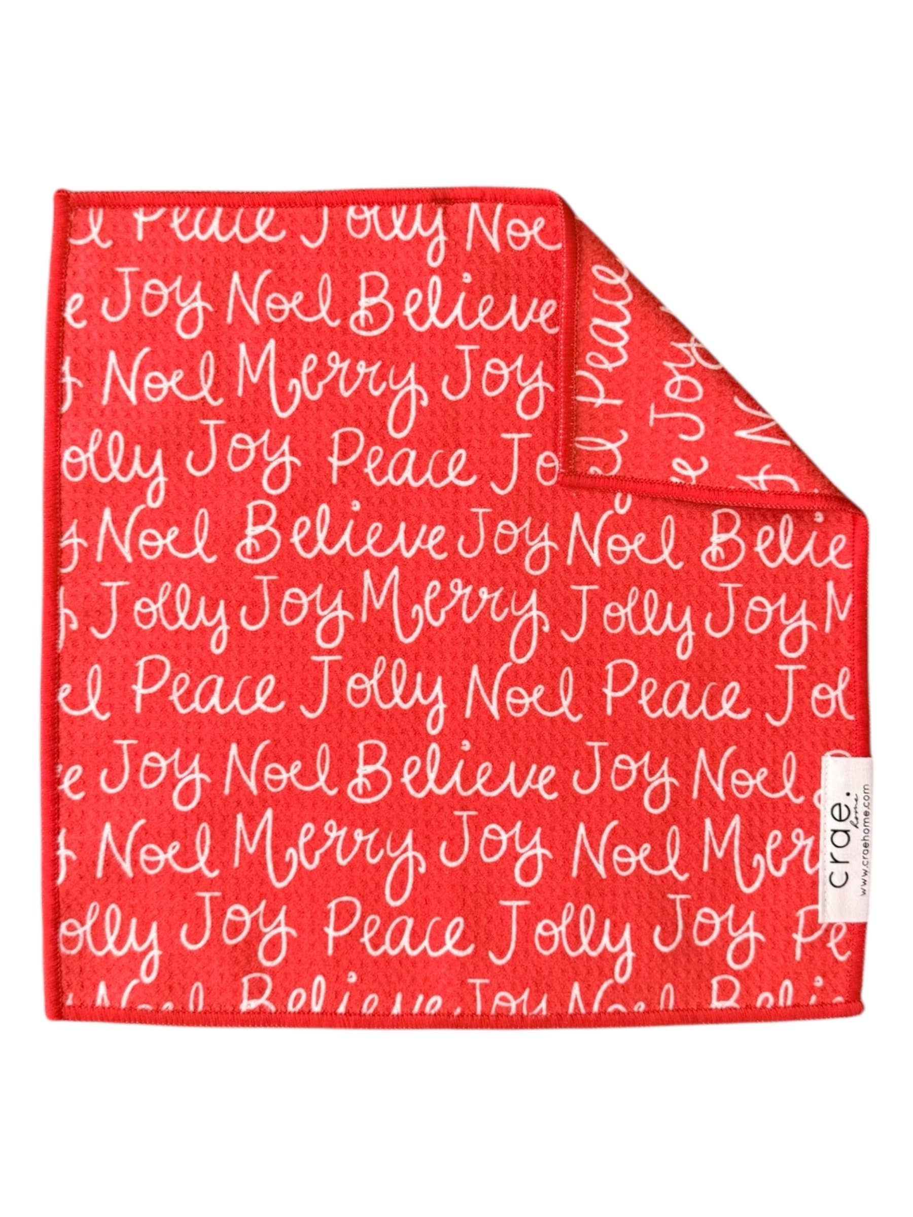 Seasons Greetings: Double-Sided Washcloth: Red / 12x12 in. / Washcloth