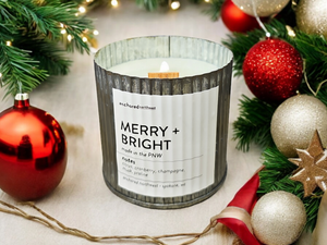 Merry + Bright Rustic Vintage Farmhouse Wood Wick Candle