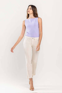 VERVET CREAM MID RISE CROP STRAIGHT JEANS