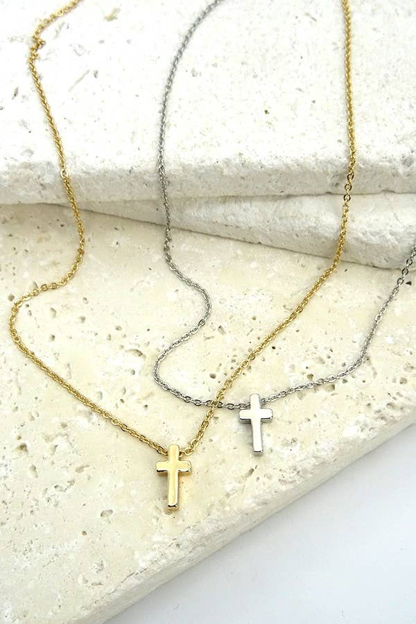 SILVER CLASSIC MINI CROSS NECKLACE