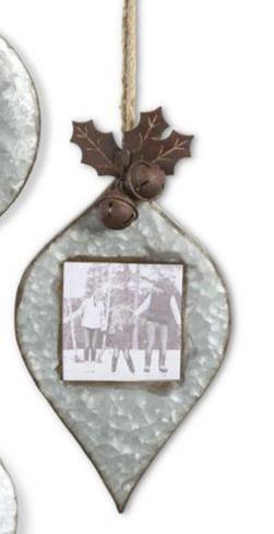 Tin Ornament Photo Frames w/Holly