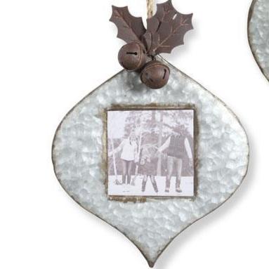 Tin Ornament Photo Frames w/Holly