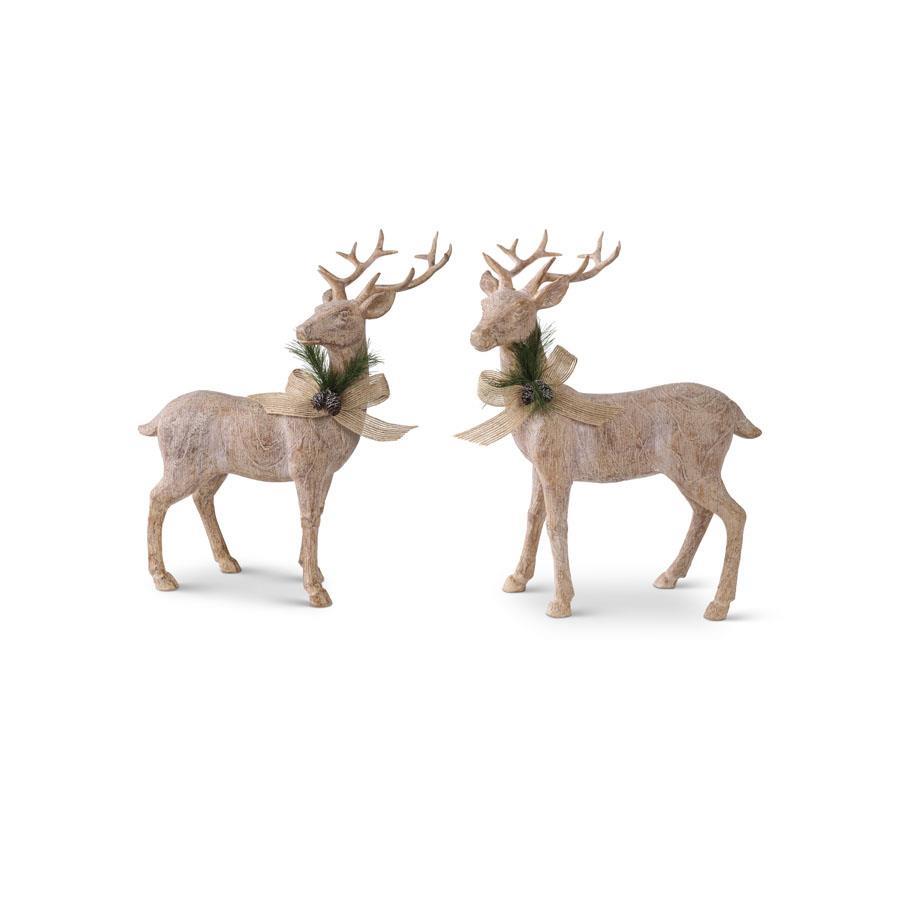 11 Inch Resin Natural Wood Reindeer