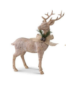 11 Inch Resin Natural Wood Reindeer