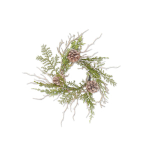 12 Inch Juniper Candle Ring w/Twigs Pinecones