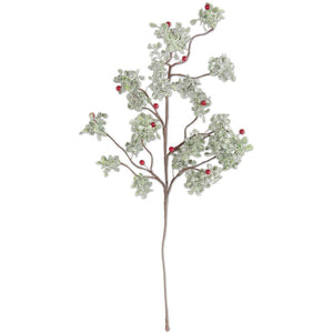30 Inch Glittered Mistletoe Stem w/Red Berries