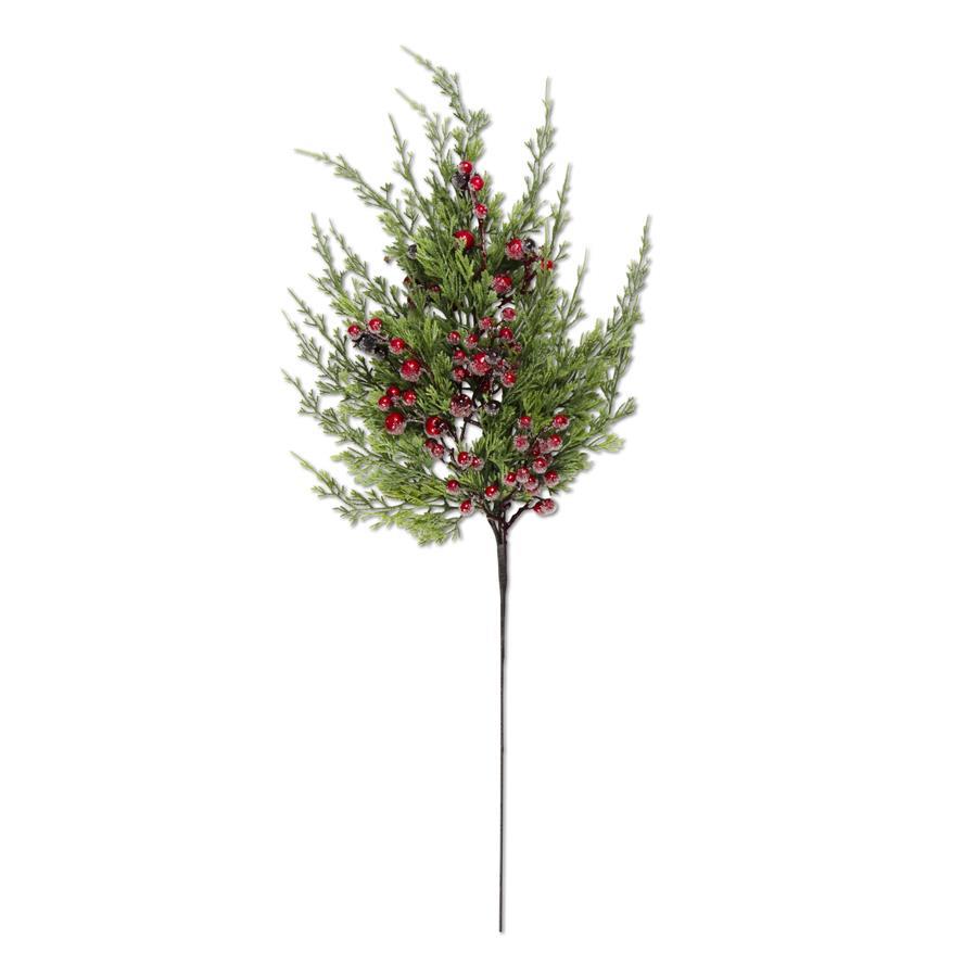 24 Inch Cypress Pine w/Dark Red Iced Berry