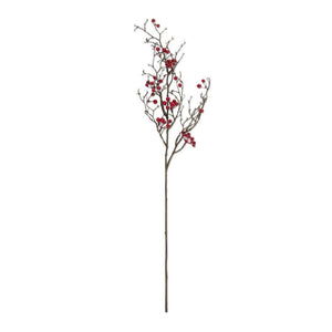 37 Inch Two Branch Red Berry Stem