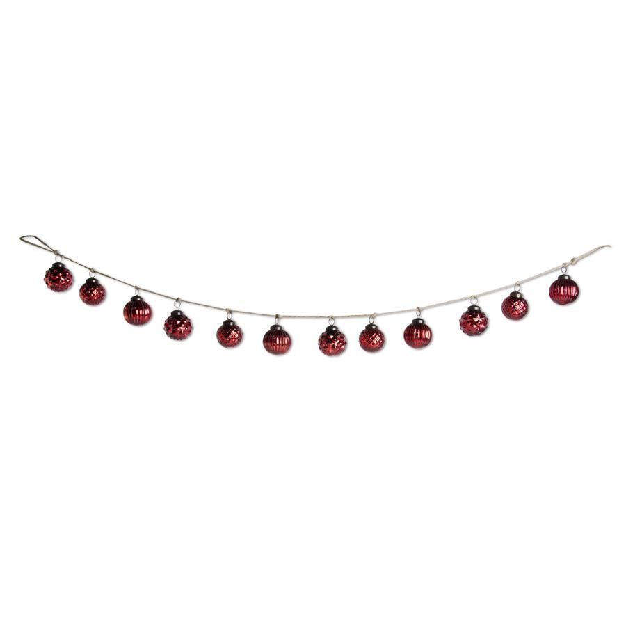 48in Red Mercury Glass Ornament Garland