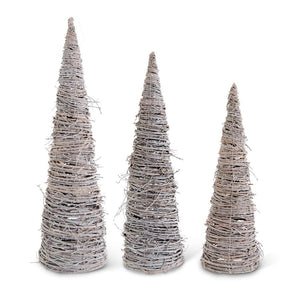 Glittered Gray Vine Cone Trees