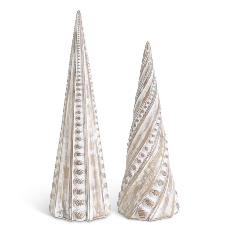 Whitewashed Resin Dot Embossed Cone Tree