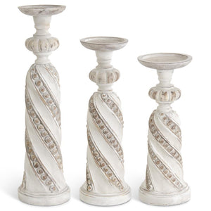 Whitewashed Resin Dot Embossed Candleholder