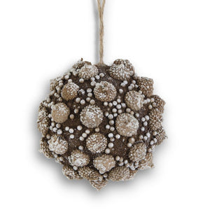 4.5 Inch Brown Acorn Cap Ball Ornament