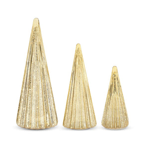 Ribbed Gold LED Mercury Glass Trees