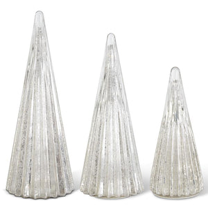 Ribbed Silver LED Mercury Glass Trees