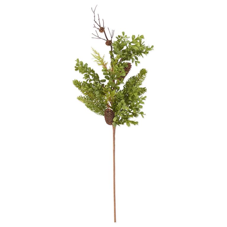 32 Inch Twig Pine & Mixed Foliage Branch w/Pinecones