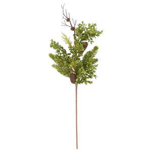 32 Inch Twig Pine & Mixed Foliage Branch w/Pinecones