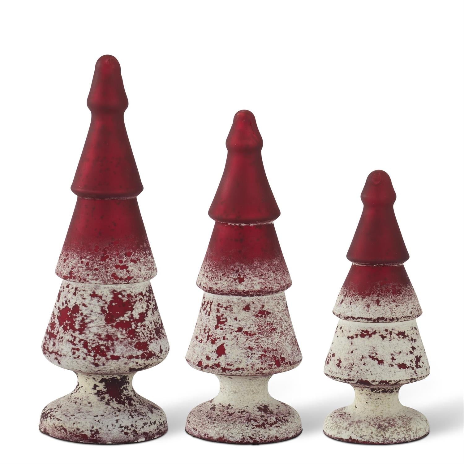 Red & White Speckle Glass Tree