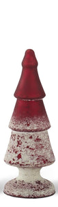 Red & White Speckle Glass Tree