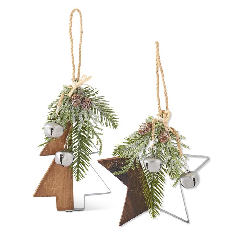 Glittered Wood & Silver Metal Cutout Ornament