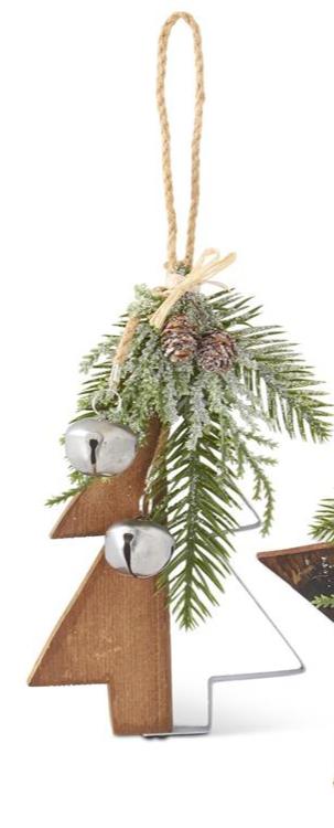 Glittered Wood & Silver Metal Cutout Ornament