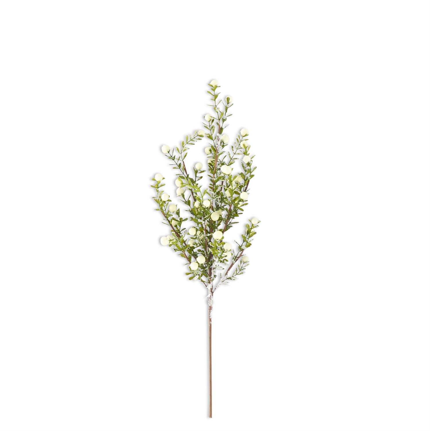 21 Inch Glittered Snowy White Berry Leaf Bush