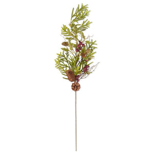 34 Inch Pine Stem w/Twigs Red Berries & Pinecones