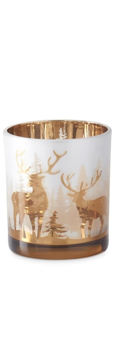 Frosted Glass w/Rose Gold Interior Deer