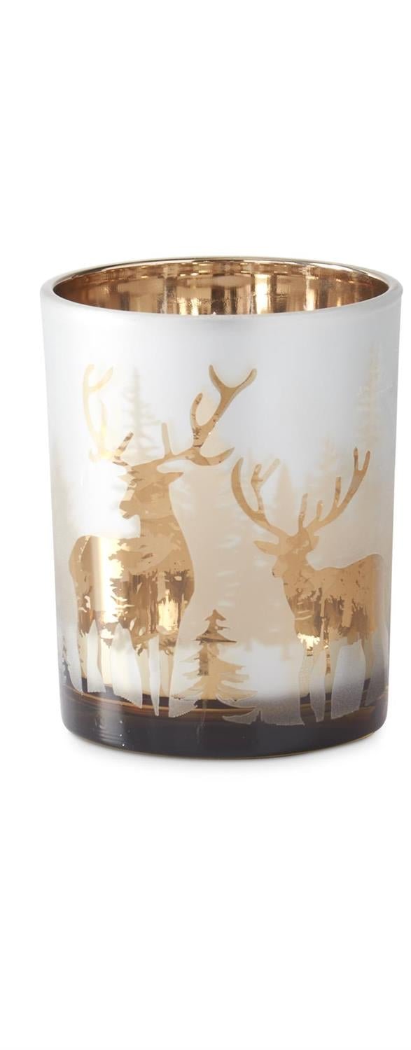 Frosted Glass w/Rose Gold Interior Deer